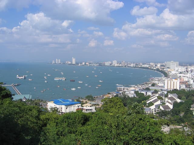 Pattaya bay and beach seen from a viewpoint